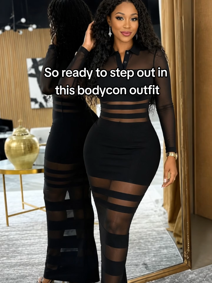 Robe noire moulante à rayures transparentes @edenarie